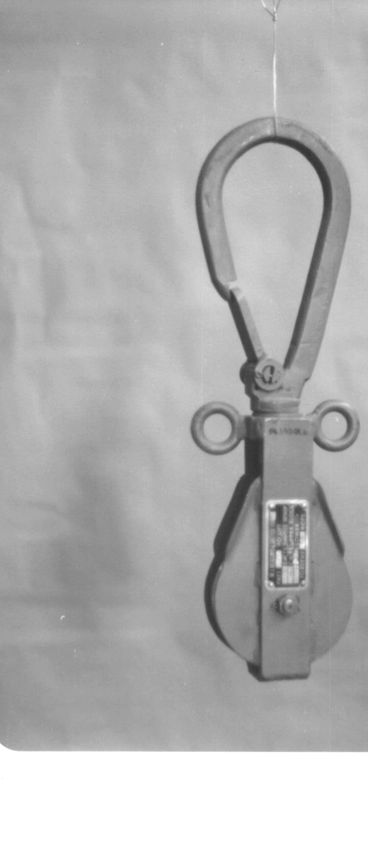 W.J. Keating naval ship-to-ship transfer block swivel hook trunnion ears brass plate 1960s